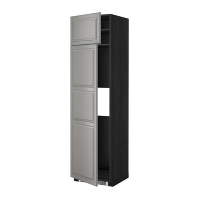 МЕТОД Выс шкаф д/холодильн или морозильн - 60x60x220 см, Будбин серый, под дерево черный