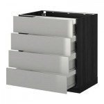 МЕТОД / ФОРВАРА Напольн шкаф 4 фронт панели/4 ящика - 80x60 см, Гревста нержавеющ сталь, под дерево черный МЕТОД / ФОРВАРА Напольн шкаф 4 фронт панели/4 ящика - 80x60 см, Гревста нержавеющ сталь, под дерево черный