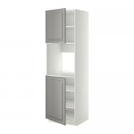 МЕТОД Высок шкаф д/духовки/2дверцы/полки - белый, Будбин серый, 60x60x200 см