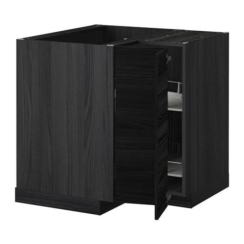 МЕТОД Угл напольн шкаф с вращающ секц - под дерево черный, Тингсрид под дерево черный