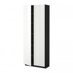 МЕТОД Высок шкаф с полками - под дерево черный, Рингульт глянцевый белый, 80x37x200 см МЕТОД Высок шкаф с полками - под дерево черный, Рингульт глянцевый белый, 80x37x200 см