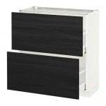 МЕТОД / МАКСИМЕРА Напольный шкаф с 2 ящиками - белый, Тингсрид под дерево черный, 80x37 см