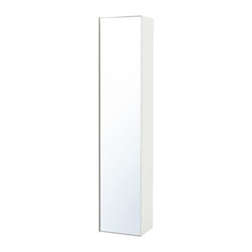 ГОДМОРГОН Высокий шкаф с зеркальной дверцей - глянцевый белый