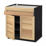 МЕТОД / ФОРВАРА Напольный шкаф/2дверцы/2ящика - под дерево черный, Торхэмн естественный ясень