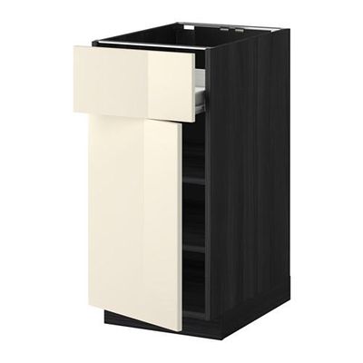 МЕТОД / ФОРВАРА Напольн шкаф с полкой/ящиком/дверью - под дерево черный, Рингульт глянцевый кремовый, 40x60 см МЕТОД / ФОРВАРА Напольн шкаф с полкой/ящиком/дверью - под дерево черный, Рингульт глянцевый кремовый, 40x60 см