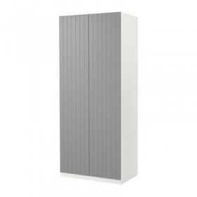 ПАКС Гардероб 2-дверный - Рисдаль классический серый, белый, 100x60x236 см, плавно закрывающиеся петли