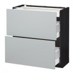 МЕТОД / МАКСИМЕРА Напольный шкаф/2фасада/3ящика - 80x37 см, Веддинге серый, под дерево черный