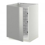 МЕТОД Напольный шкаф с проволочн ящиками - белый, Гревста нержавеющ сталь, 60x60 см