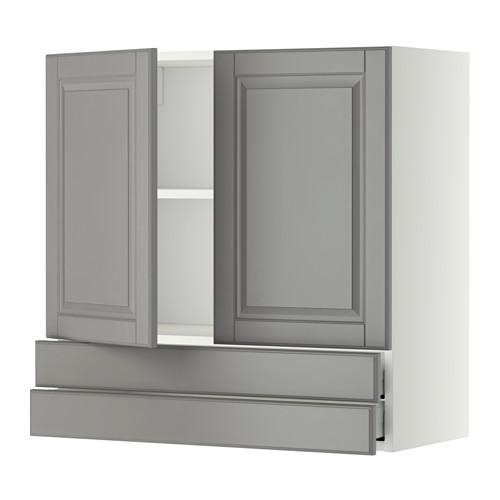 МЕТОД / МАКСИМЕРА Навесной шкаф/2дверцы/2ящика - белый, Будбин серый, 80x80 см