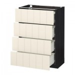 МЕТОД / ФОРВАРА Напольн шкаф 4 фронт панели/4 ящика - 60x37 см, Хитарп белый с оттенком, под дерево черный МЕТОД / ФОРВАРА Напольн шкаф 4 фронт панели/4 ящика - 60x37 см, Хитарп белый с оттенком, под дерево черный