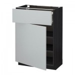 МЕТОД / ФОРВАРА Напольный шкаф с ящиком/дверью - 60x37 см, Веддинге серый, под дерево черный МЕТОД / ФОРВАРА Напольный шкаф с ящиком/дверью - 60x37 см, Веддинге серый, под дерево черный