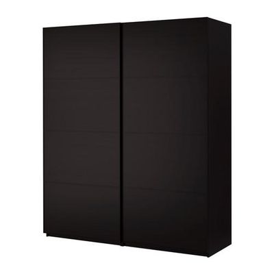 ПАКС Гардероб с раздвижными дверьми - Пакс Мальм черно-коричневый, черно-коричневый, 200x66x236 см