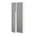 МЕТОД Высокий шкаф с полками/4 дверцы - белый, Будбин серый, 80x37x200 см МЕТОД Высокий шкаф с полками/4 дверцы - белый, Будбин серый, 80x37x200 см