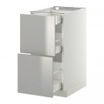 МЕТОД / МАКСИМЕРА Напольный шкаф/2фасада/3ящика - белый, Гревста нержавеющ сталь, 40x60 см