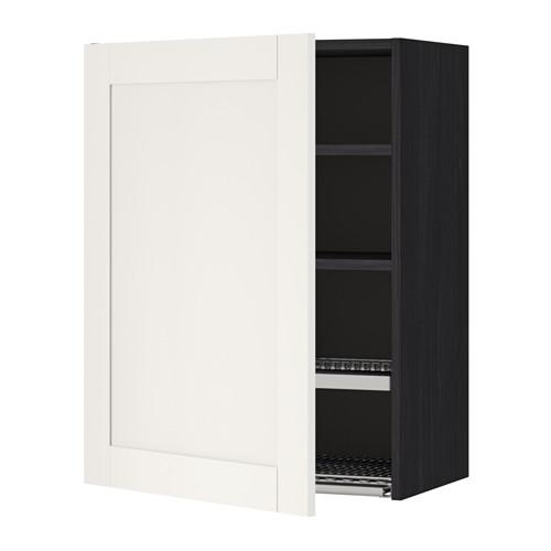 METOD шкаф навесной с сушкой черный/Сэведаль белый 60x80 см