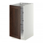 МЕТОД Напольный шкаф с проволочн ящиками - белый, Эдсерум под дерево коричневый, 40x60 см