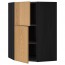 МЕТОД Угловой навесной шкаф+полки/2дверцы - под дерево черный, Экестад дуб
