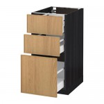 МЕТОД / МАКСИМЕРА Напольный шкаф с 3 ящиками - под дерево черный, Экестад дуб, 40x60 см