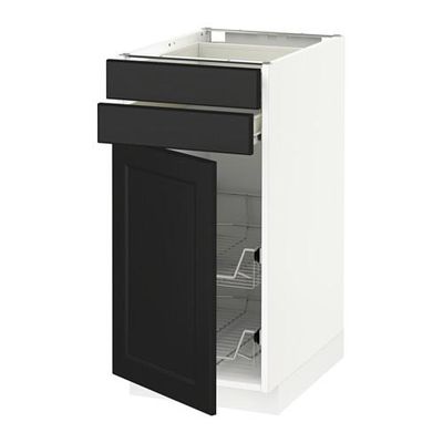 МЕТОД / ФОРВАРА Напольн шкаф/дверца/2ящ/првл крзн - 40x60 см, Лаксарби черно-коричневый, белый МЕТОД / ФОРВАРА Напольн шкаф/дверца/2ящ/првл крзн - 40x60 см, Лаксарби черно-коричневый, белый