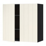 МЕТОД Навесной шкаф с полками/2дверцы - под дерево черный, Хитарп белый с оттенком, 80x80 см МЕТОД Навесной шкаф с полками/2дверцы - под дерево черный, Хитарп белый с оттенком, 80x80 см