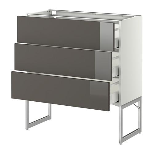 МЕТОД / МАКСИМЕРА Нплн шк 3 фрнт/3 средн ящика - 80x37x60 см, Рингульт глянцевый серый, белый МЕТОД / МАКСИМЕРА Нплн шк 3 фрнт/3 средн ящика - 80x37x60 см, Рингульт глянцевый серый, белый