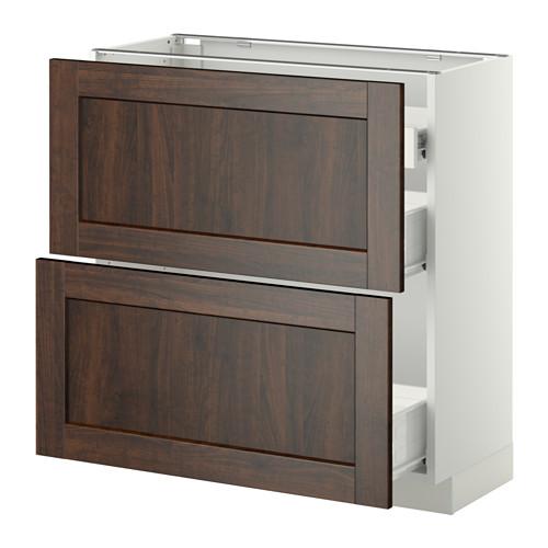 МЕТОД / ФОРВАРА Нап шкаф 2 фрнт пнл/1низк/2ср ящ - белый, Эдсерум под дерево коричневый, 80x37 см МЕТОД / ФОРВАРА Нап шкаф 2 фрнт пнл/1низк/2ср ящ - белый, Эдсерум под дерево коричневый, 80x37 см