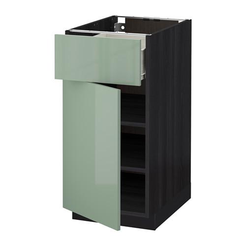 МЕТОД / ФОРВАРА Напольный шкаф с ящиком/дверью - под дерево черный, Калларп глянцевый светло-зеленый, 40x60 см МЕТОД / ФОРВАРА Напольный шкаф с ящиком/дверью - под дерево черный, Калларп глянцевый светло-зеленый, 40x60 см