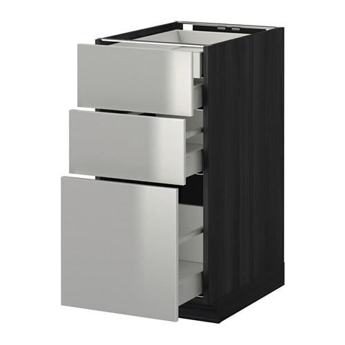МЕТОД / МАКСИМЕРА Нплн шк 3 фрнт/2нзк/1срд/1вс ящ - под дерево черный, Гревста нержавеющ сталь, 40x60 см