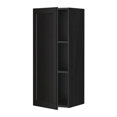 МЕТОД Шкаф навесной с полкой - 40x100 см, Лаксарби черно-коричневый, под дерево черный