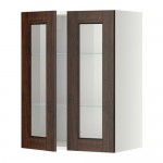 МЕТОД Навесной шкаф с полками/2 стекл дв - белый, Эдсерум под дерево коричневый, 60x80 см МЕТОД Навесной шкаф с полками/2 стекл дв - белый, Эдсерум под дерево коричневый, 60x80 см