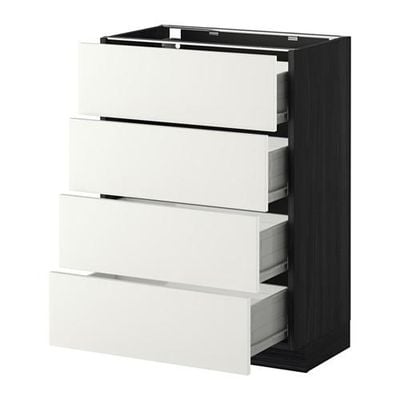 МЕТОД / ФОРВАРА Напольн шкаф 4 фронт панели/4 ящика - 60x37 см, Хэггеби белый, под дерево черный МЕТОД / ФОРВАРА Напольн шкаф 4 фронт панели/4 ящика - 60x37 см, Хэггеби белый, под дерево черный