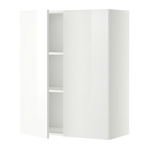 МЕТОД Навесной шкаф с полками/2дверцы - белый, Рингульт глянцевый белый, 80x100 см МЕТОД Навесной шкаф с полками/2дверцы - белый, Рингульт глянцевый белый, 80x100 см