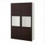 БЕСТО Комбинация д/хранения+стекл дверц - белый/Инвикен черно-коричневый прозрачное стекло