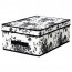 ГАРНИТУР Коробка с крышкой - черный/белый цветок, 28x42x16 см