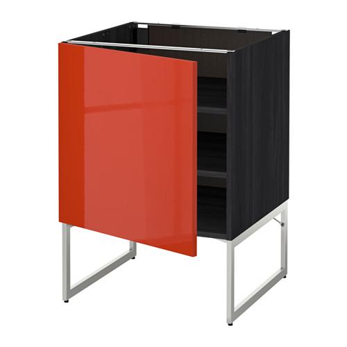 МЕТОД Напольный шкаф с полками - под дерево черный, Ерста глянцевый оранжевый, 60x60x60 см МЕТОД Напольный шкаф с полками - под дерево черный, Ерста глянцевый оранжевый, 60x60x60 см