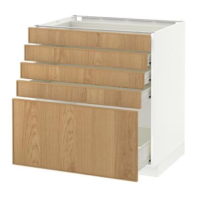 МЕТОД / ФОРВАРА Напольный шкаф с 5 ящиками - 80x60 см, Экестад дуб, белый МЕТОД / ФОРВАРА Напольный шкаф с 5 ящиками - 80x60 см, Экестад дуб, белый