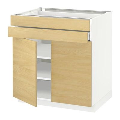 МЕТОД / МАКСИМЕРА Напольный шкаф/2дверцы/2ящика - 80x60 см, Тингсрид под березу, белый МЕТОД / МАКСИМЕРА Напольный шкаф/2дверцы/2ящика - 80x60 см, Тингсрид под березу, белый