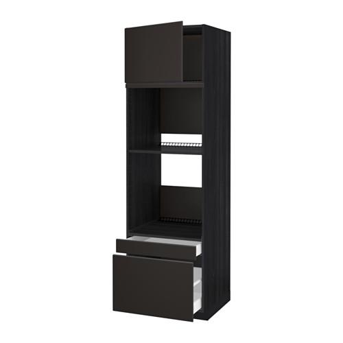 МЕТОД / МАКСИМЕРА Выс шкаф д/дхвк/комб дхвк+двр/2ящ - под дерево черный, Кунгсбакка антрацит, 60x60x200 см