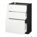 МЕТОД / МАКСИМЕРА Напольный шкаф с 3 ящиками - под дерево черный, Воксторп белый, 60x37 см МЕТОД / МАКСИМЕРА Напольный шкаф с 3 ящиками - под дерево черный, Воксторп белый, 60x37 см