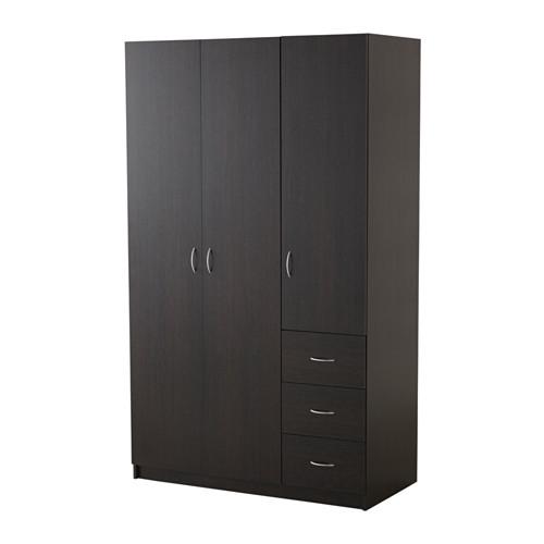 ТОДАЛЕН Гардероб с 3 дверцами+3 ящика - черно-коричневый