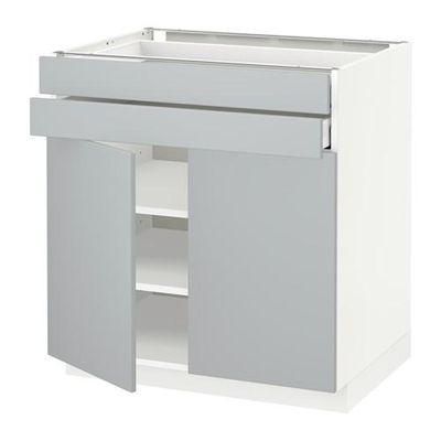 МЕТОД / МАКСИМЕРА Напольный шкаф/2дверцы/2ящика - 80x60 см, Веддинге серый, белый МЕТОД / МАКСИМЕРА Напольный шкаф/2дверцы/2ящика - 80x60 см, Веддинге серый, белый