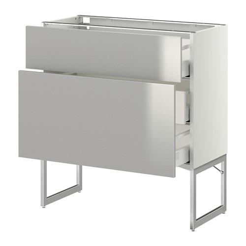 МЕТОД / МАКСИМЕРА Наполн шк 2 фрнт/3 средн ящ - белый, Гревста нержавеющ сталь, 80x37x60 см