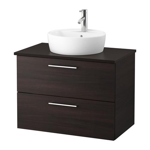 ГОДМОРГОН/ТОЛКЕН / ТОРНВИКЕН Шкаф с раковиной 45 см - антрацит, черно-коричневый