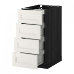МЕТОД / ФОРВАРА Напольн шкаф 4 фронт панели/4 ящика - 40x60 см, Лаксарби белый, под дерево черный