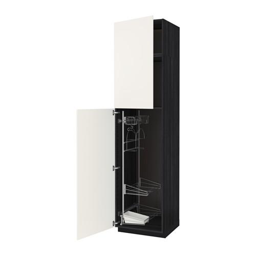 МЕТОД Выс шк с отд д/акс д/убрк - под дерево черный, Веддинге белый, 60x60x240 см
