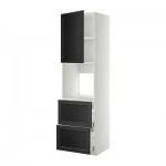 МЕТОД / МАКСИМЕРА Выс шк д/дхвк+двр/2фрнт/2выс ящ - 60x60x220 см, Лаксарби черно-коричневый, белый