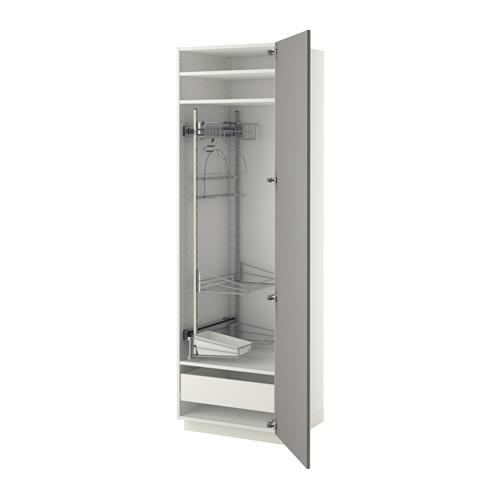 МЕТОД / ФОРВАРА Выс шк с отд д/акс д/убрк - 60x60x200 см, Будбин серый, белый