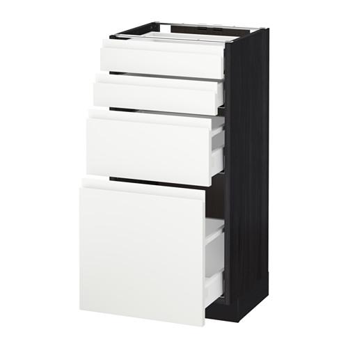 МЕТОД / МАКСИМЕРА Напольн шкаф 4 фронт панели/4 ящика - под дерево черный, Воксторп белый, 40x37 см МЕТОД / МАКСИМЕРА Напольн шкаф 4 фронт панели/4 ящика - под дерево черный, Воксторп белый, 40x37 см