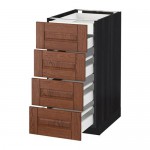 МЕТОД / МАКСИМЕРА Нплн шк 4фрнт/2нзк/3срд ящ - под дерево черный, Филипстад коричневый, 40x60 см