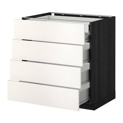 МЕТОД / ФОРВАРА Нплн шк 4фрнт/2нзк/3срд ящ - 80x60 см, Веддинге белый, под дерево черный